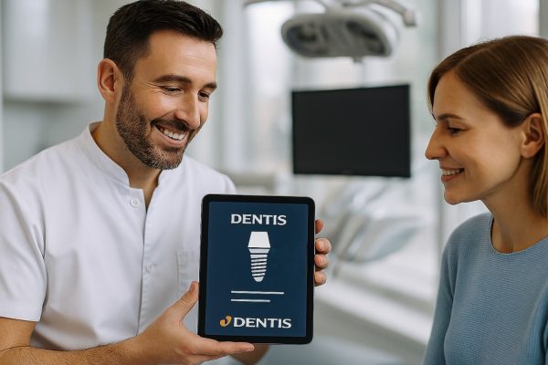 توضیح دندانپزشک درباره قیمت ایمپلنت دنتیس به بیمار.