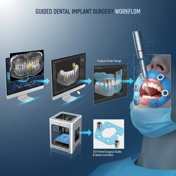 ورک‌فلو کامل جراحی گایدشده دیجیتال از اسکن CBCT تا قرارگیری شابلون جراحی